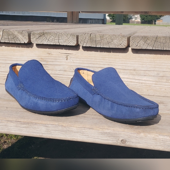 Blue Suede leather Driving shoes, Sleek design fits regular to medium width feet - Picture 5 of 9